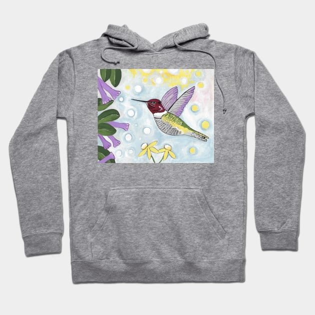 HUMMINGBIRD With Flowers Bird Painting Hoodie by SartorisArt1